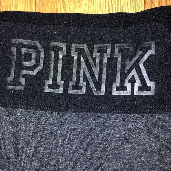 VS PINK Cropped Mesh MARL Black/Pavement Grey Leggings size Medium - Picture 4 of 7